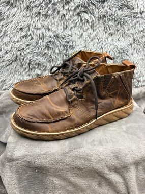 Tony Lama Boots Mens 10 Estancia Lace Up Casual Moc Toe Chukka Brown Leather